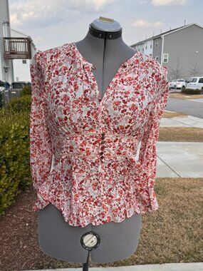 Anthropologie Moulinette SOEURS Peplum Floral Top Size 12
